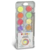 Acuarela escolar 12 colores flúor y metalizados