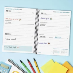 Agenda cuarto secundaria semana vista horizontal negro 2026-2027