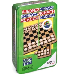 Ajedrez de madera FSC en caja de metal