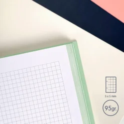 Bloc A5 tapa dura cuadro 5x5mm 80 hojas verde serie 1918 Milan