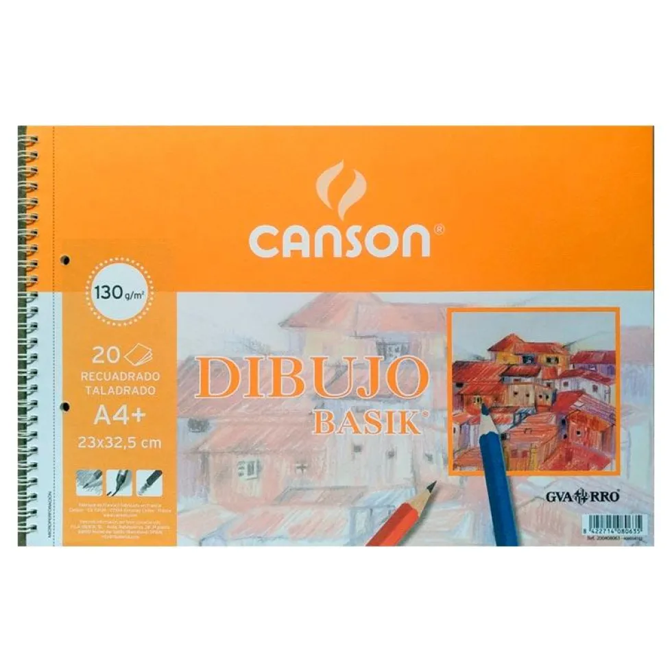 Bloc de dibujo A4 20 hojas 130gr. con recuadro Basik Canson