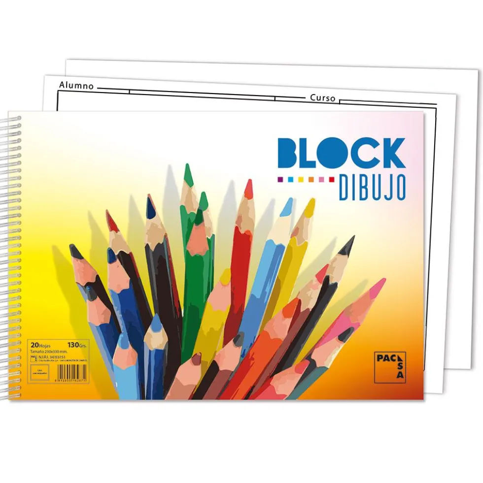 Bloc de dibujo liso 20 hojas 130gr 23x30cm. Colours