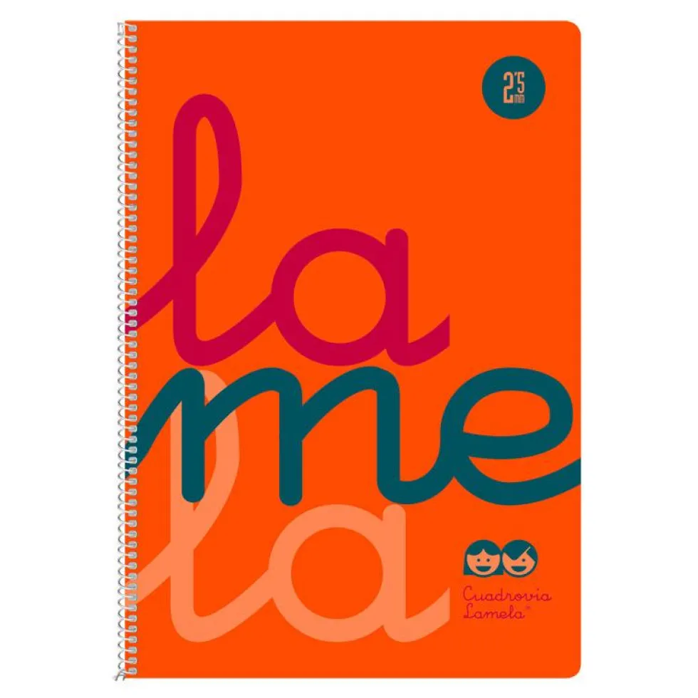 Bloc folio cuadrovía 2,5mm. 80 hojas folio tapa de polipropileno naranja flúor