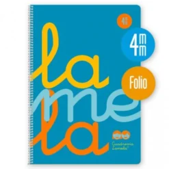 Bloc folio cuadrovía 4mm. 80 hojas tapa polipropileno azul flúor
