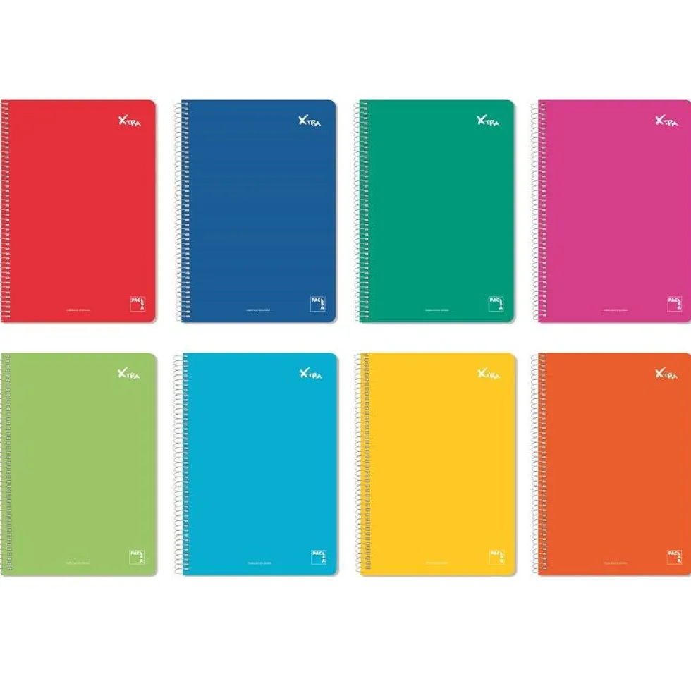 Bloc folio raya horizontal. 80 hojas tapa dura Xtra colores surtidos