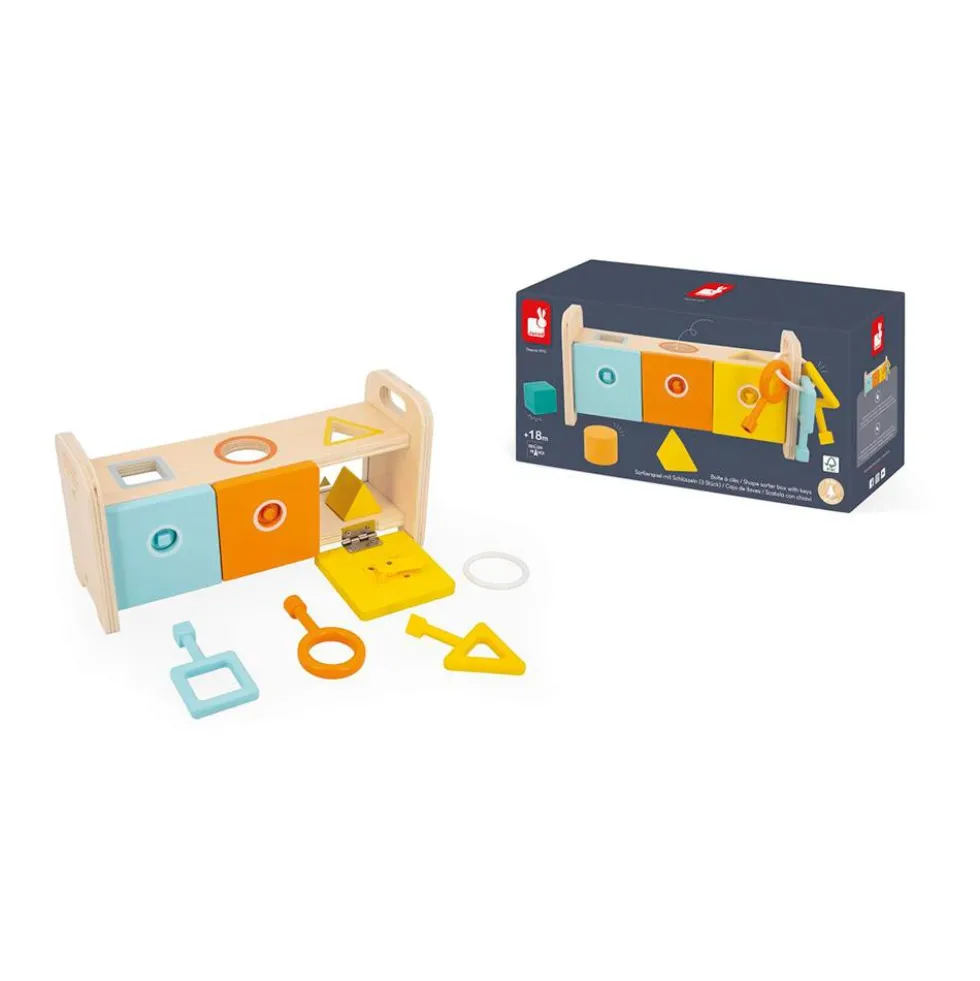 Caja madera llaves encaje formas y colores