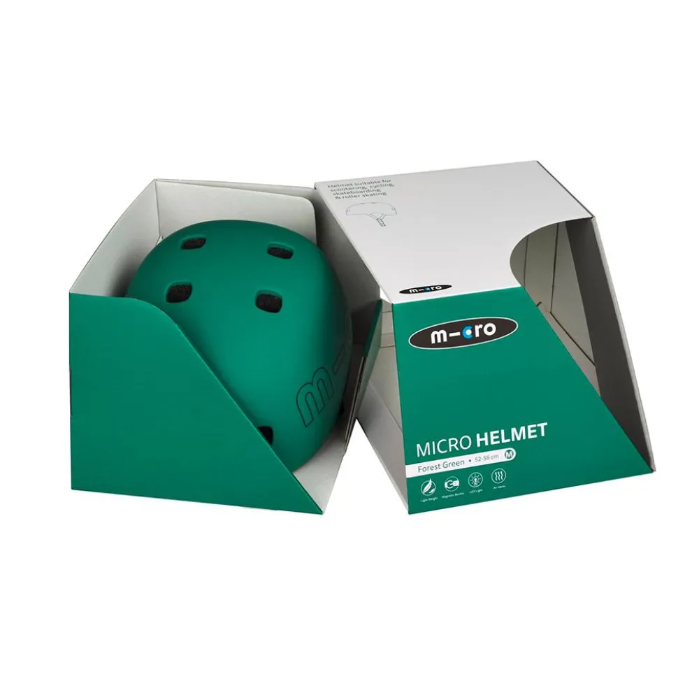 Casco Micro verde talla M luz Led