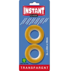 Cinta adhesiva transparente 33x19mm. 2 unidades