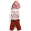 Conjunto camisa sin mangas y pantalón burdeos 32cm con pañuelo para pelo
