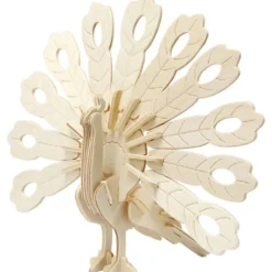 Construcción de madera para ensamblar pavo real 3D