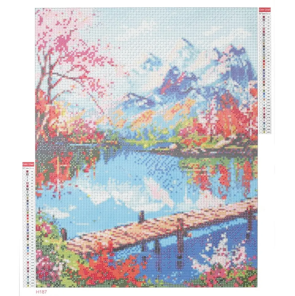 Cuadro mosaico con diamantes lago 40x50cm Diamond painting