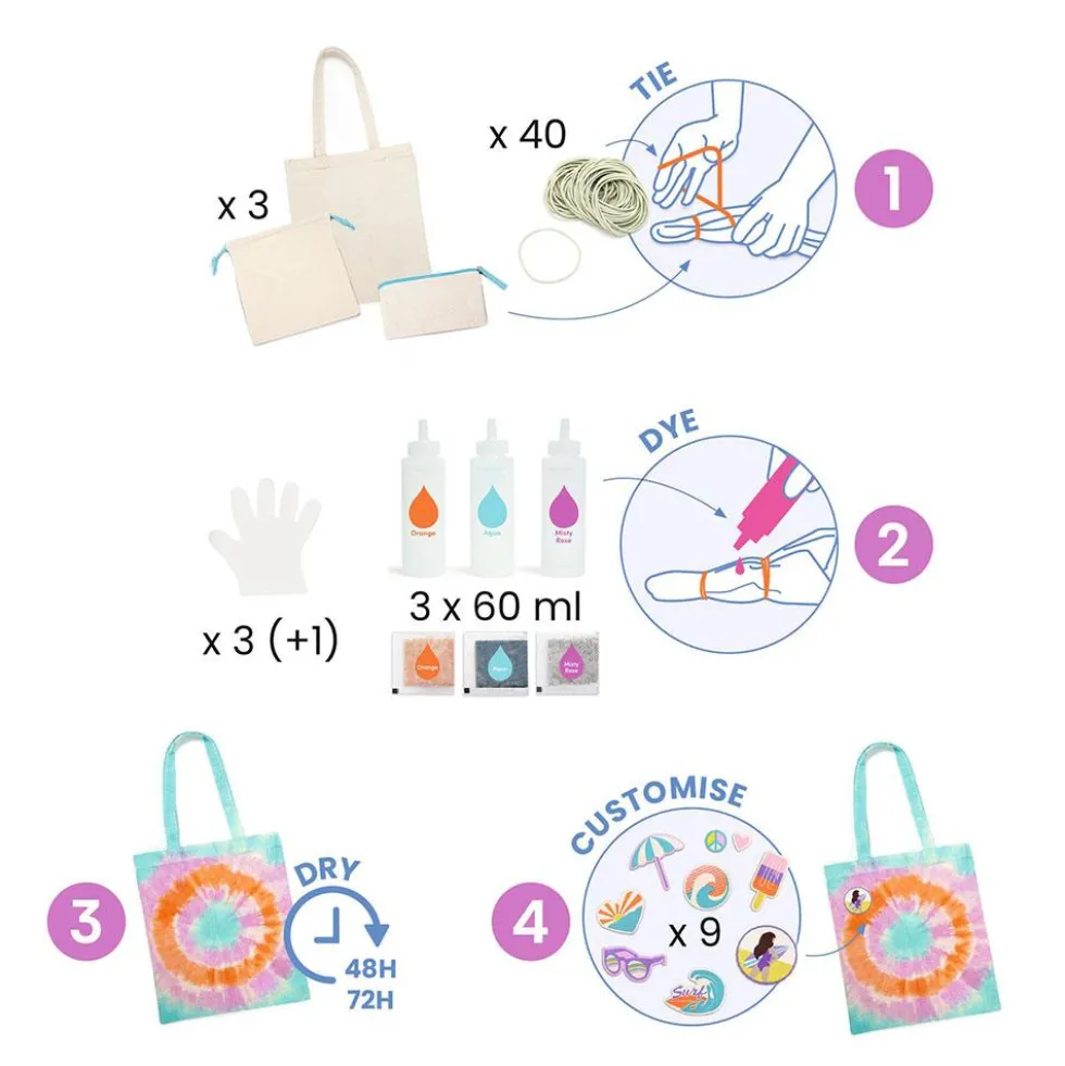 DIY decora 3 accesorios Tie-Dye