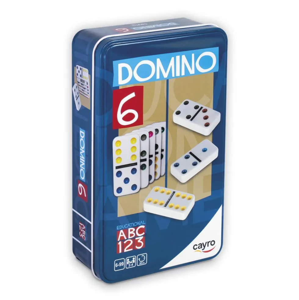 Dominó doble 6 colores caja metal