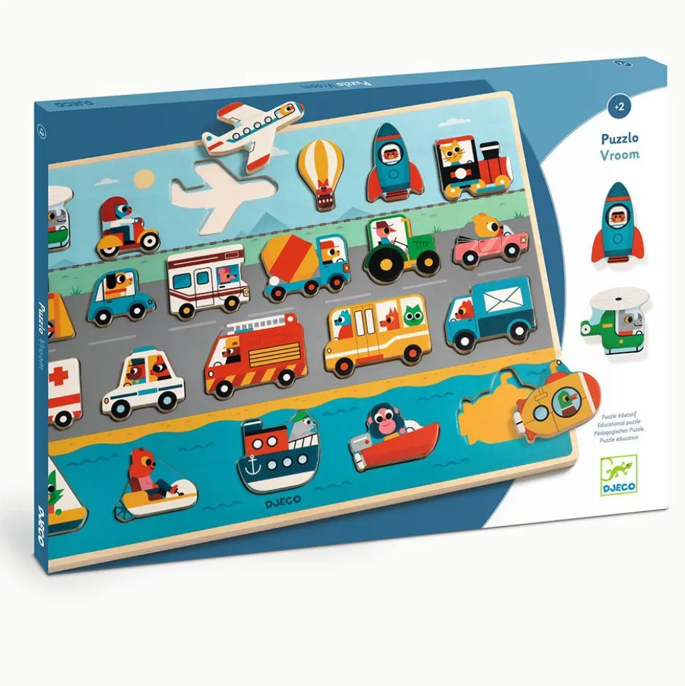 Encaje Puzzlo vroom vehículos de madera