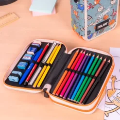 Estuche 2 pisos Sports 19,5x13x5cm con contenido