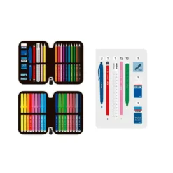 Estuche 2 pisos Sports 19,5x13x5cm con contenido