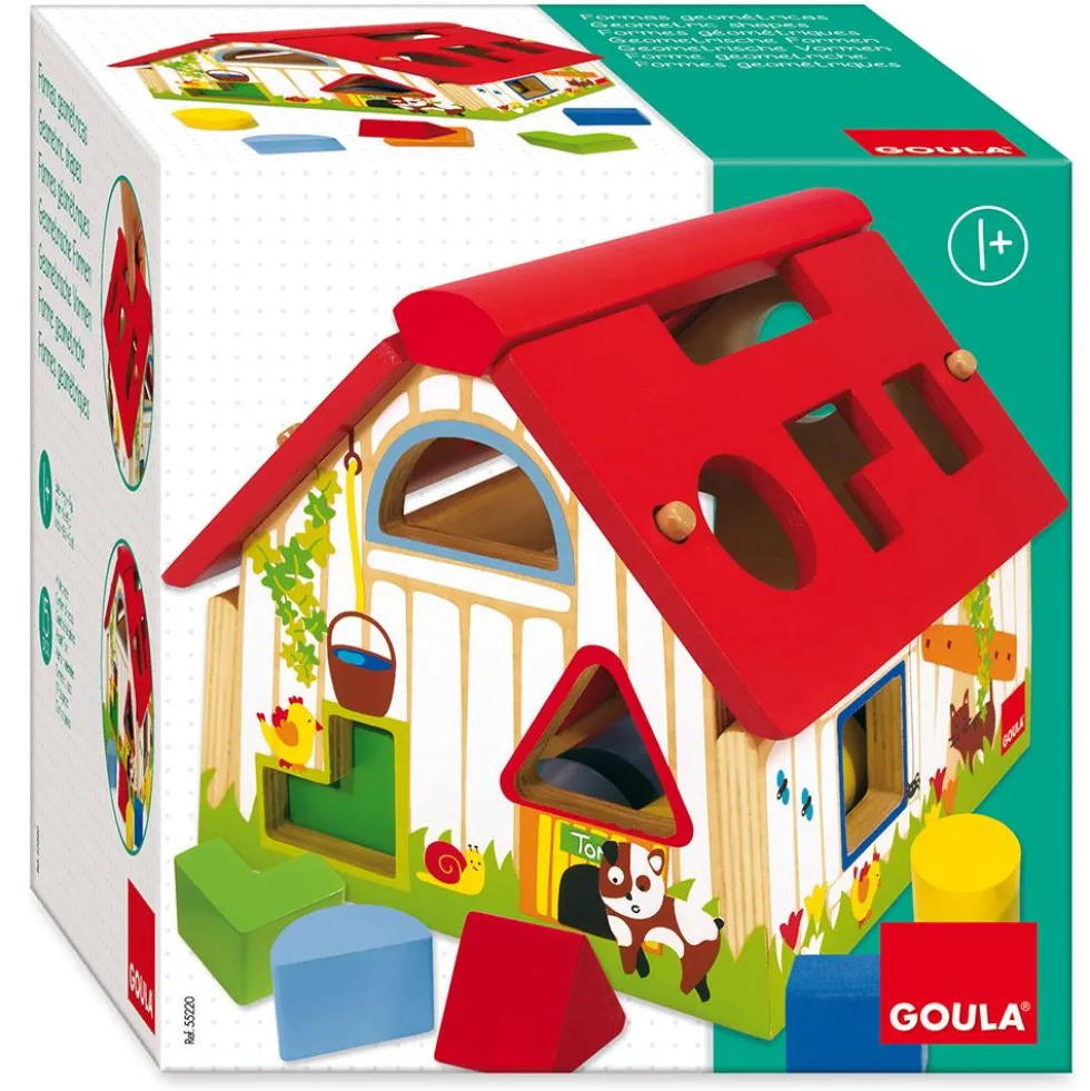 Granja con figuras geométricas de madera
