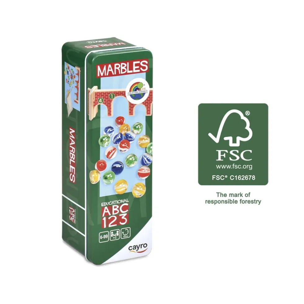 Juego de canicas en caja metal