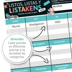 Juego de palabras Listos, listas y listakens junior