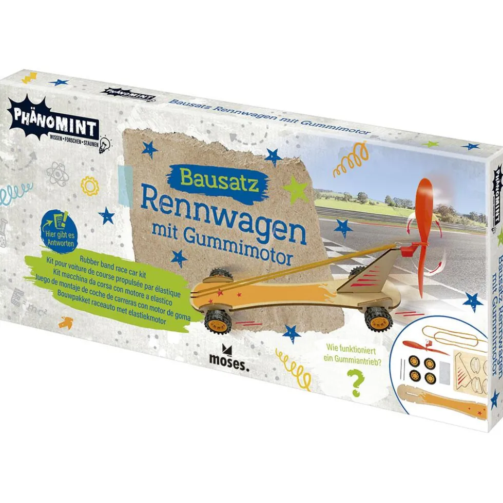 Kit montaje coche carreras propulsión goma elástica