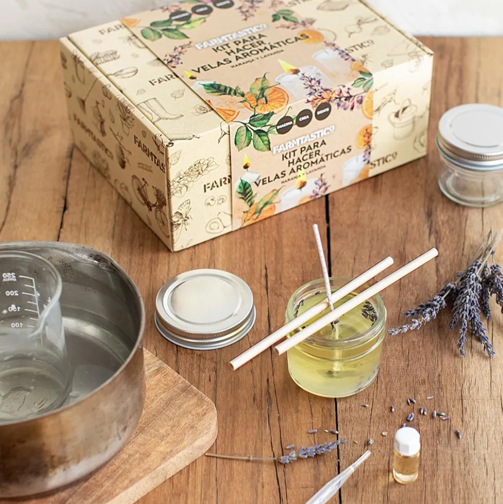 Kit para hacer velas con cera de soja natural