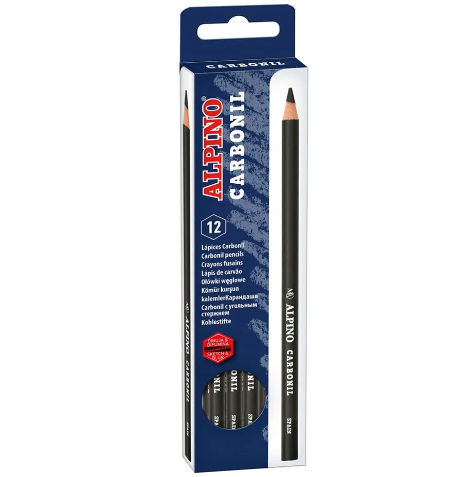 Lápiz carboncillo 4mm. 12 unidades