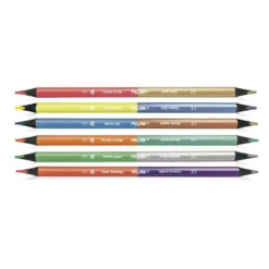 Lápiz color doble punta 12 colores flúo y metalizados Milan