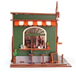 Maqueta madera 3D Coffee Shop con luz