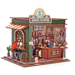 Maqueta madera 3D Coffee Shop con luz