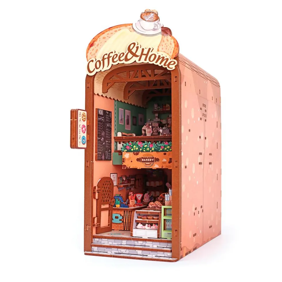 Maqueta soporte de libros 3D Cosy Coffee con luz