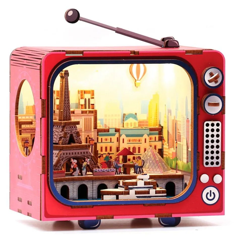 Maqueta TV 3D miniatura París con luz