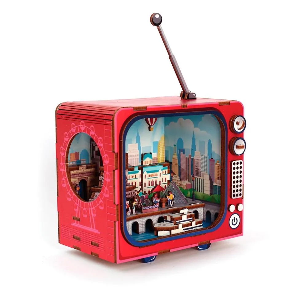 Maqueta TV 3D miniatura París con luz