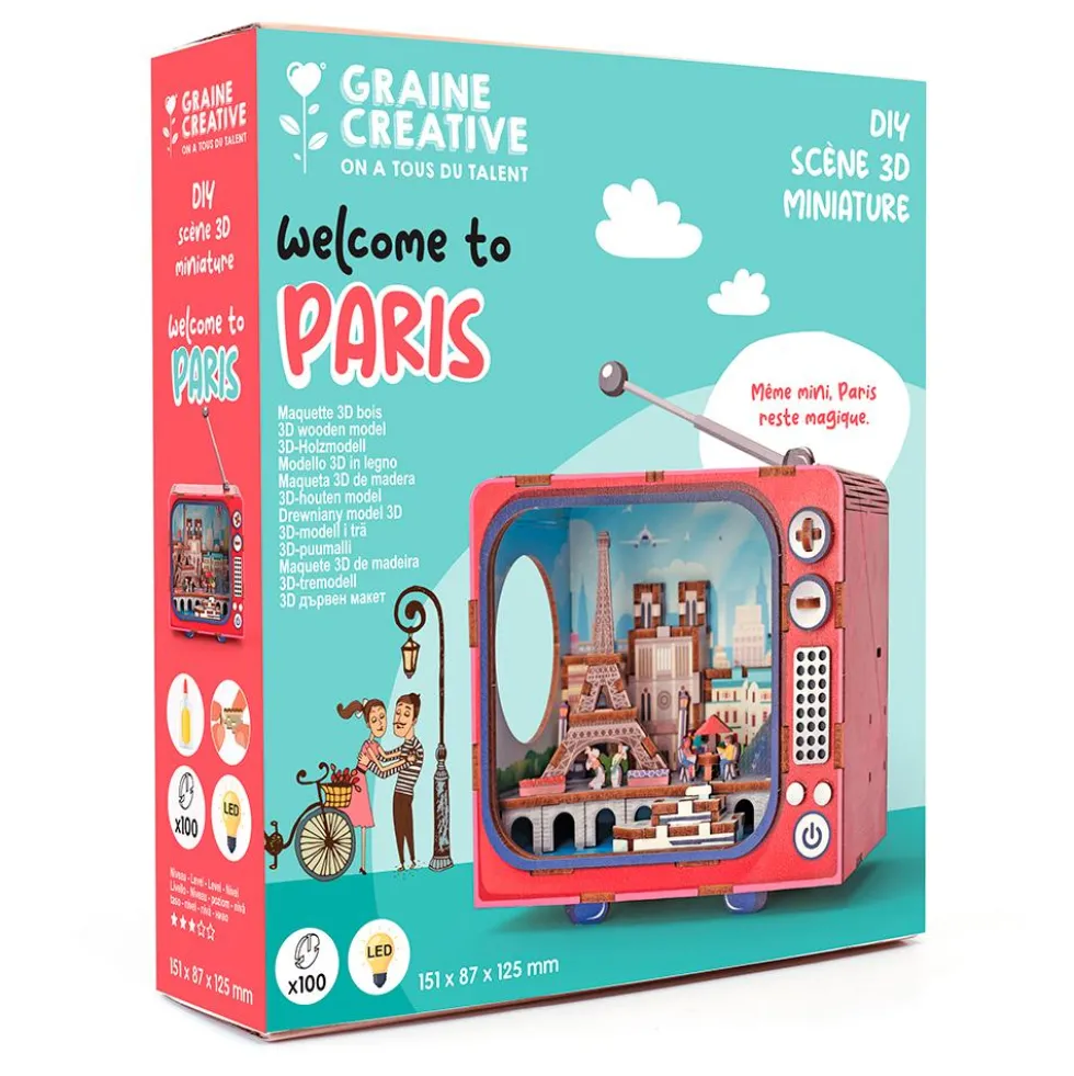 Maqueta TV 3D miniatura París con luz