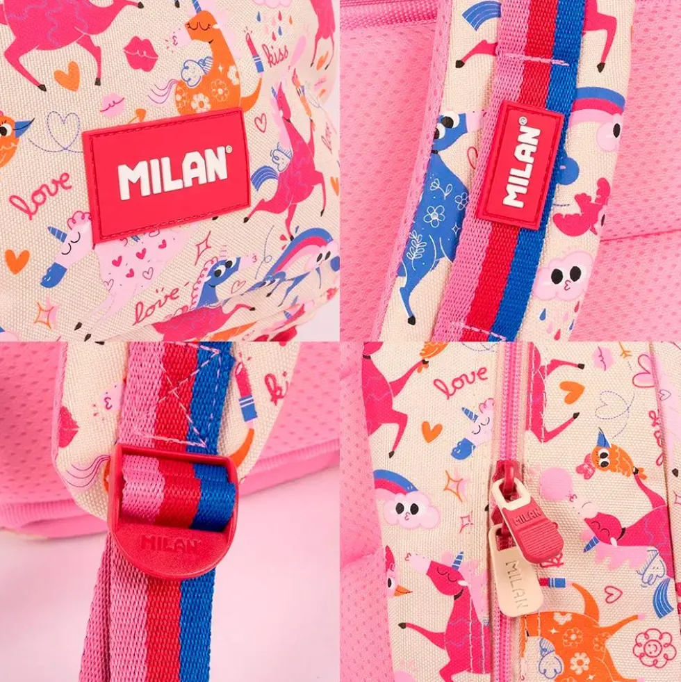 Mochila Flowicorn 4 cremalleras unicornios 48x34x16cm