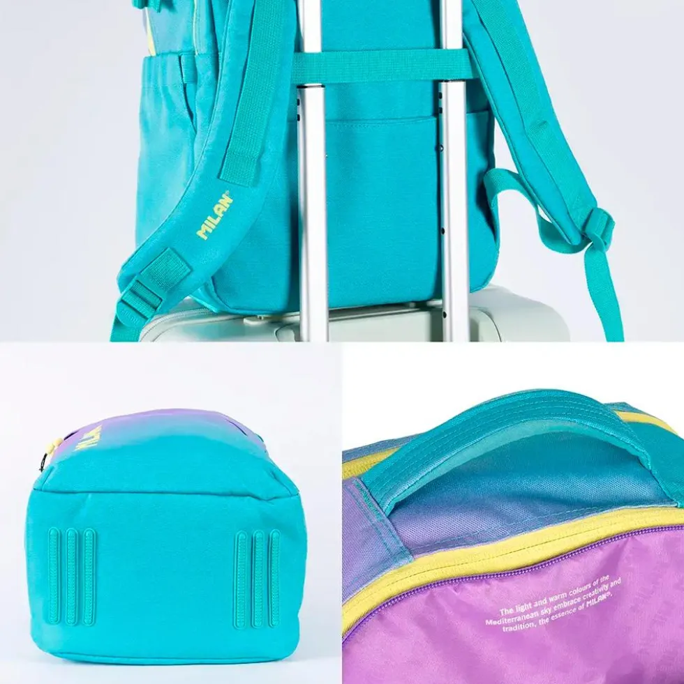 Mochila Sunset turquesa 45,4x28x20cm 5 cremalleras