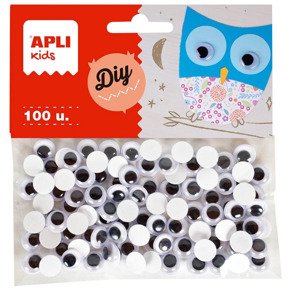 Ojos redondos adhesivos 1cm. 100 unidades
