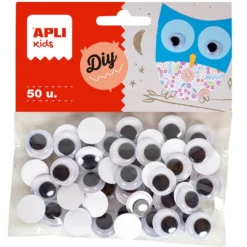Ojos redondos adhesivos 1,5cm. 50 unidades