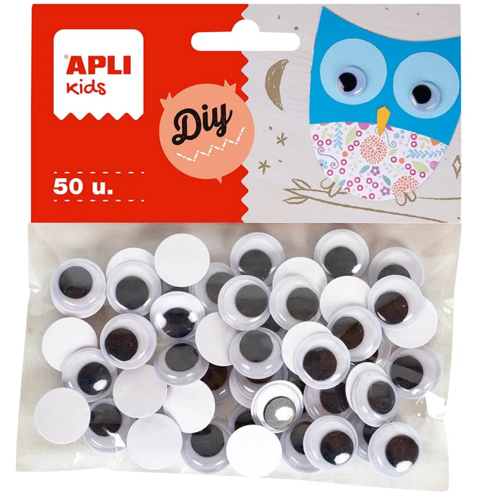 Ojos redondos adhesivos 1,5cm. 50 unidades