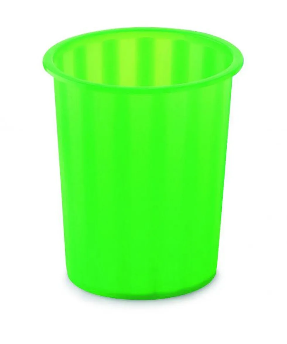 Papelera de plástico verde translúcido