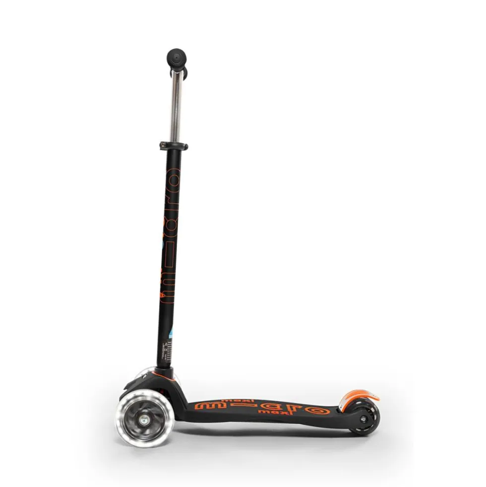 Patinete Maxi Micro Deluxe Led negro/naranja