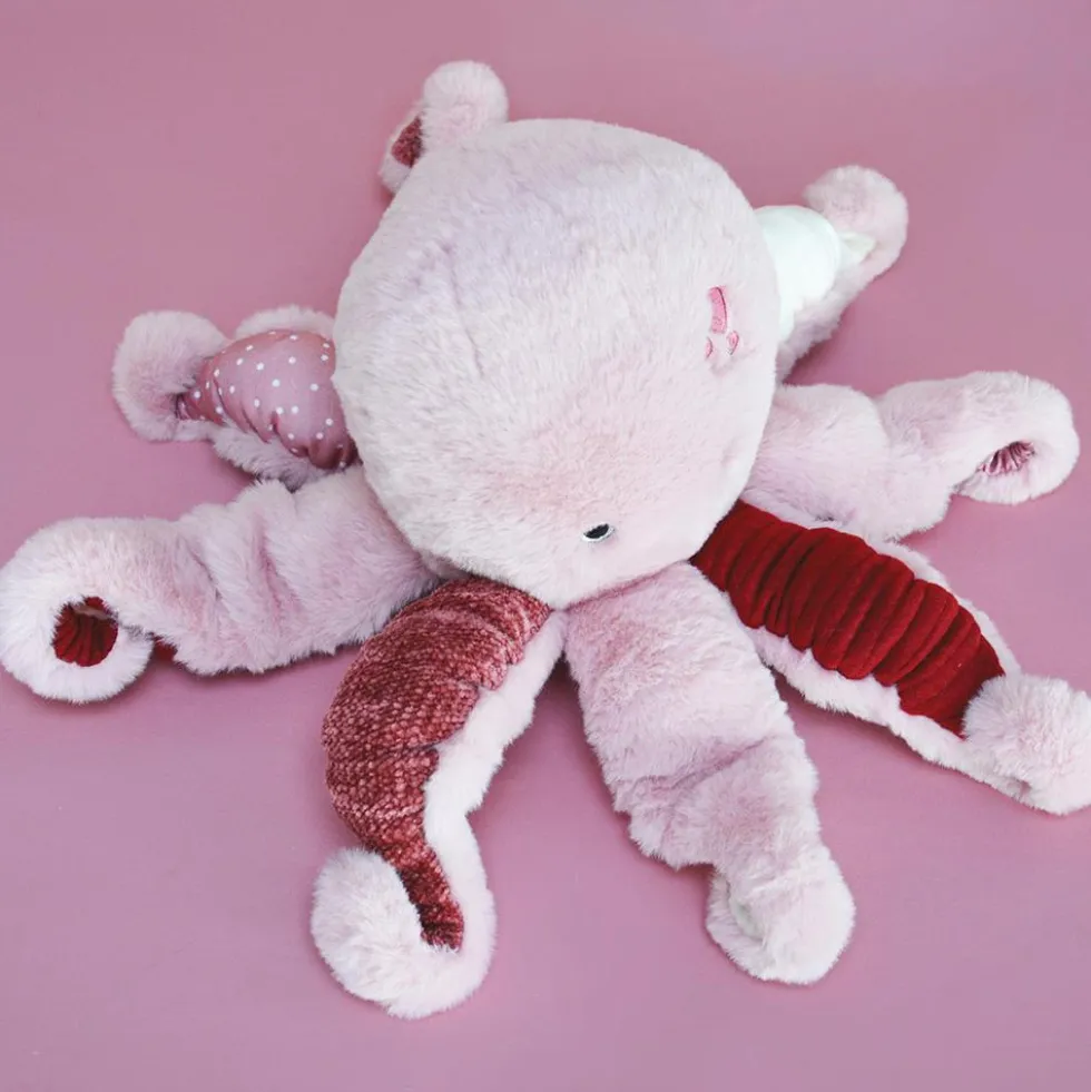 Peluche pulpo rosa 30x40cm con texturas Histoire d´Ours