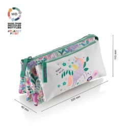 Portatodo cuatro compartimentos Magic Unicorn reciclado 22x4x11,5cm