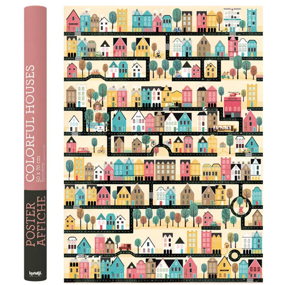 Póster colorful houses 50x70cm