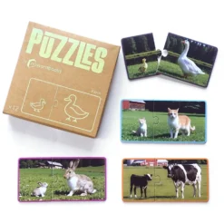 Puzzle cartón Animales granja y crías