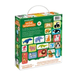 Puzzle parejas animales salvajes en inglés 36 piezas 18 puzles