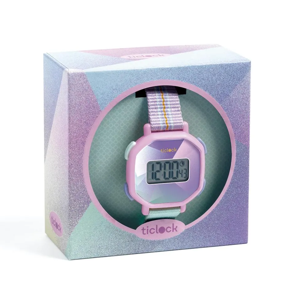 Reloj de pulsera digital prisma púrpura