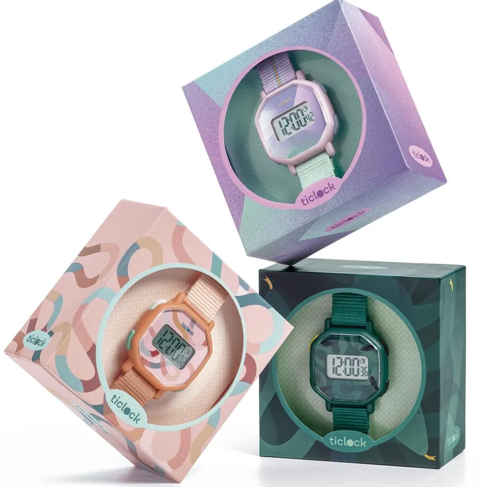 Reloj de pulsera digital prisma púrpura