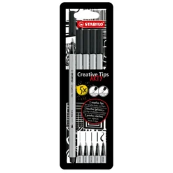 Rotulador Arty Line Stabilo Creativ Tips negro caja 5 unidades diferentes puntas