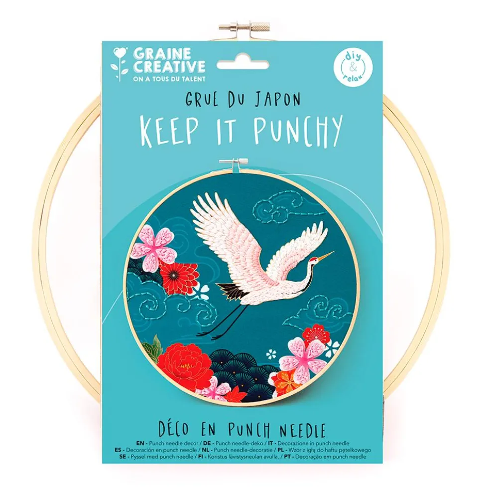 Set de bordado punch needle DIY grulla de Japón