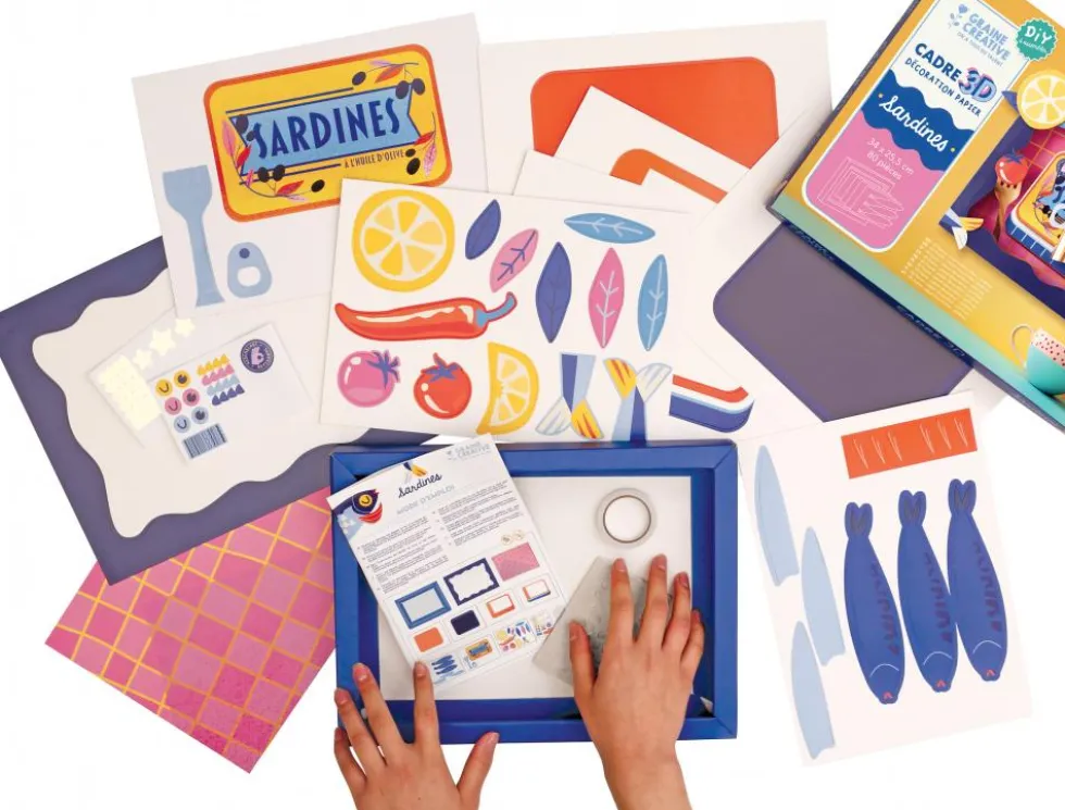 Set DIY cuadro 3D sardinas